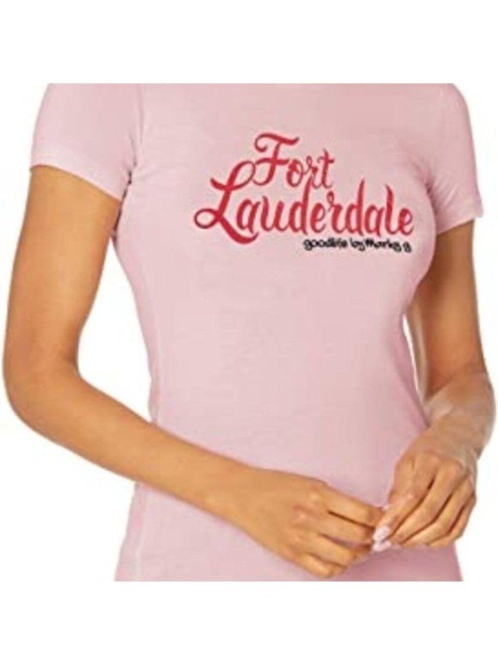 Marky G Womens Pink Crew Neck Fortlauderdale Graphic Casual T Shirt Top Size XL